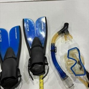 Blue and yellow snorkel set L/XL 1-4 #snorkeling US Divers for the experience.